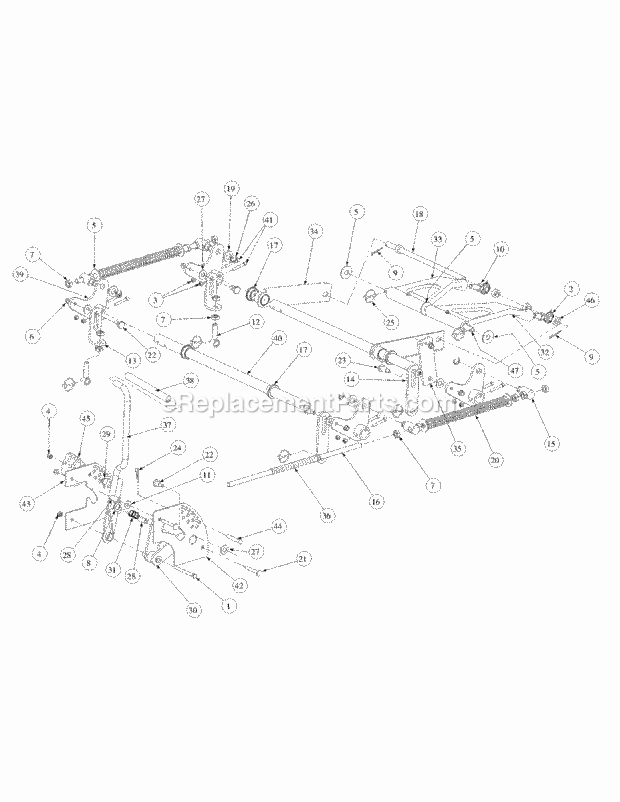 Lift Assembly Diagram and Parts List for M60-KW 53BB5D8X750-25HP-OHV Cub Cadet Lawn Tractor